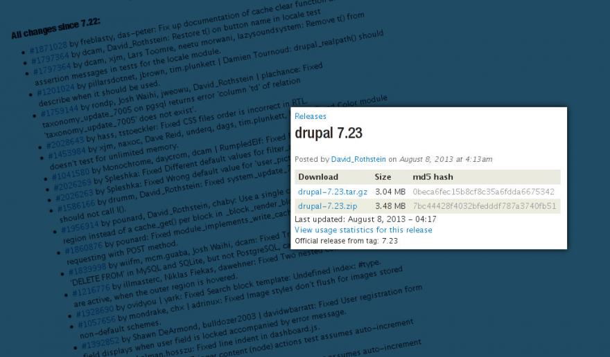 Drupal 7.23 - Changelog